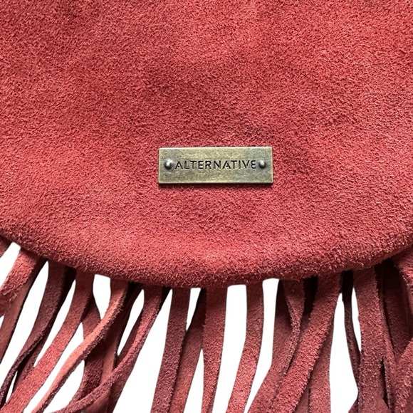 Alternative Suede Fringe Rust Crossbody Purse Bag - Picture 7 of 10